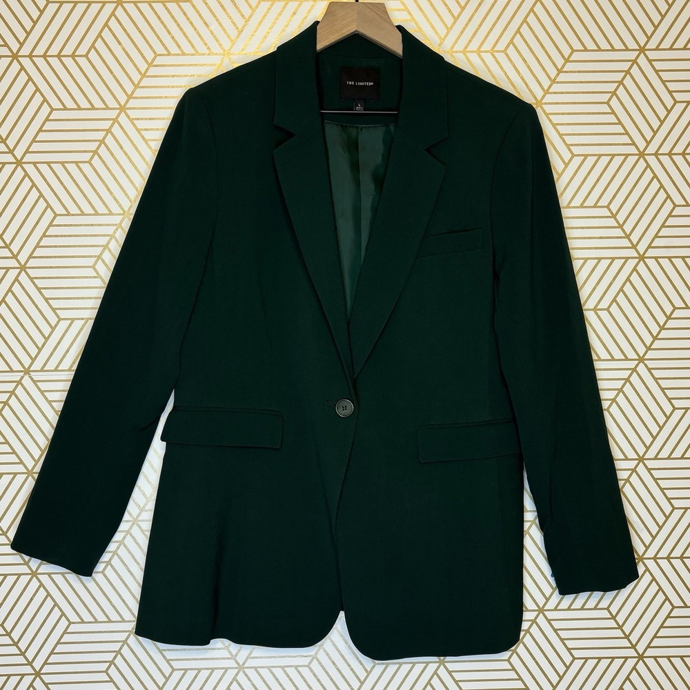 The Limited Women's Hunter Green Long Line Blazer Jacket Large Capsule Career